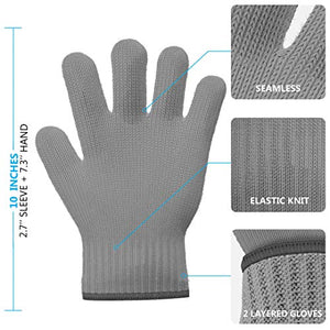 Heat Resistant Oven Gloves with Fingers -2 Pairs Grey Kitchen Oven Mitt Set - Pot Holders Cotton Gloves - Double Oven Kitchen Gloves