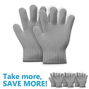 Heat Resistant Oven Gloves Fingers - 3 Pairs Grey Kitchen Oven Mitt Set - Pot Holders Cotton Gloves - Double Oven Kitchen Glove 6 Pcs