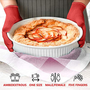 Killer's Instinct Outdoors 2 Pairs Heat Resistant Gloves Oven Gloves Heat Resistant with Fingers Red Oven Mitts Kitchen Pot Holders Cotton Gloves Red Kitchen Gloves Double Oven Mitt Set (2 sets,4 pcs)