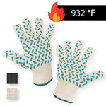 Load image into Gallery viewer, 1 PAIR Heat Resistant Gloves Oven Gloves Heat Resistant BBQ Gloves For Grilling BBQ Gloves Heat Resistant Cooking Heat Resistant Gloves Kitchen Heat Gloves High Temp Grill Gloves with Silicone
