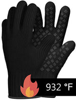 Load image into Gallery viewer, 1 Pair Heat Resistant Gloves Oven Gloves Heat Resistant Black BBQ Gloves For Grilling Gloves Cooking Heat Resistant Gloves Kitchen Heat Gloves High Temp Grill Gloves with Silicone (Meta-Aramid)
