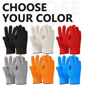 Heat Resistant Oven Glove with Fingers -1 pcs White Kitchen Oven Mitt Set - Pot Holders Cotton Gloves - Double Oven Kitchen Gloves