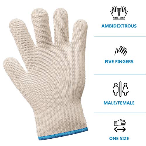 Heat Resistant Oven Glove with Fingers -1 pcs White Kitchen Oven Mitt Set - Pot Holders Cotton Gloves - Double Oven Kitchen Gloves