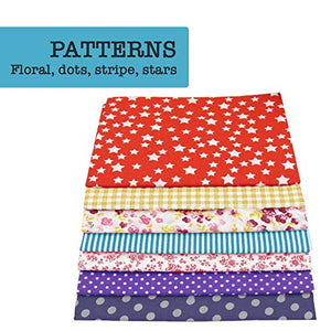 Killer's Instinct Outdoors 63pcs 10" x 10" Mixed Florals, Gingham, Dots, Stars Pattern Cotton Craft Fabric Bundle Patchwork Sheet Pre-Cut Sewing Tissue for Quilting Fabric Squares Sheets DIY Sewing Quilt, Handmade Scrapbooking Cloth