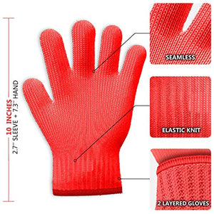 Killer's Instinct Outdoors 2 Pairs Heat Resistant Gloves Oven Gloves Heat Resistant with Fingers Red Oven Mitts Kitchen Pot Holders Cotton Gloves Red Kitchen Gloves Double Oven Mitt Set (2 sets,4 pcs)