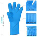 Load image into Gallery viewer, Heat Resistant Oven Gloves with Fingers - 2 Pairs Blue Kitchen Oven Mitt Set - Pot Holders Cotton Gloves - Double Oven Kitchen Gloves
