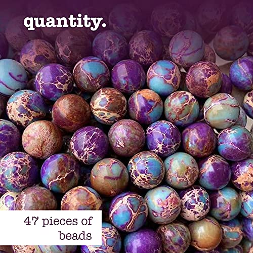 Approx. 47 Beads Lot - 8mm ICY Blue Purple Sea Sediment Imperial Jasper AAA Round Beads 15.5" DIY for Handmade Bracelet Necklace \ CraftSupplies