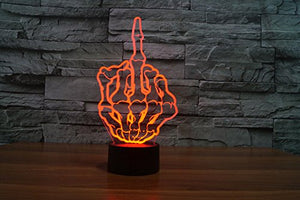 SUPERNIUDB Middle Finger Gesture Funny Home Decor Night Lamp 3D Switch LED Desk Light