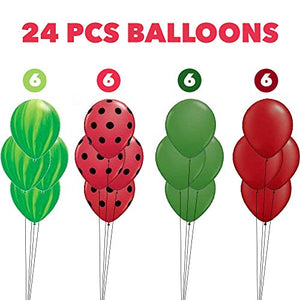 24 pcs Watermelon Balloons in One In A Melon High Chair Banner Themed Decorations Summer Decoration on Watermelon Balloons 1st Birthday 4 Color Watermelon Ballons 1st Birthday Red Balloons Party Supplies Watermelon