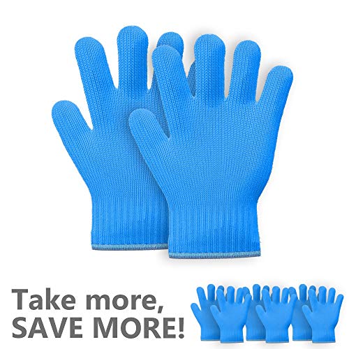 1 Pair Blue Heat Resistant Gloves Blue Oven Gloves Heat Resistant With Fingers Oven Mitts Kitchen Pot Holders Cotton Gloves Kitchen Gloves Double Oven Mitt Set Oven Gloves With Fingers (Blue, 2pcs)