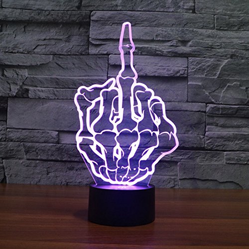 SUPERNIUDB Middle Finger Gesture Funny Home Decor Night Lamp 3D Switch LED Desk Light