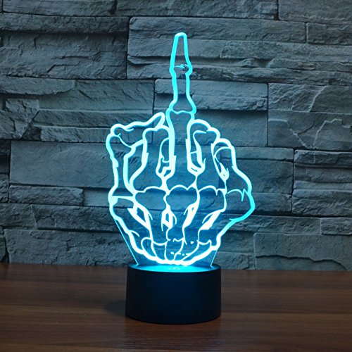 SUPERNIUDB Middle Finger Gesture Funny Home Decor Night Lamp 3D Switch LED Desk Light