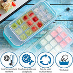 Load image into Gallery viewer, Ice Cube Trays Easy Release Ice Cube Tray Container Set with Lid Creative Plastic Storage Box Portable Ice Scoop BPA Free Whiskey Cocktail Smoothie Drink (Blue)
