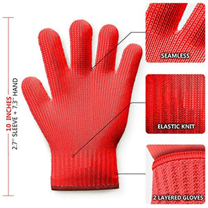 Heat Resistant Oven Gloves with Fingers - 1 Pairs Red Kitchen Oven Mitt Set - Pot Holders Cotton Gloves - Double Oven Kitchen Glove - Limited Collection Red- Round Cotton Mats