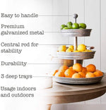 Load image into Gallery viewer, 3 Tier Serving Tray Vintage Galvanized Metal Stand Kitchen Tiered Home Farmhouse Style Decor Rustic Country Cupcake Stand Bar Accessories for Indoor Outdoor Use (Silver)
