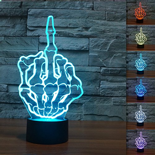 SUPERNIUDB Middle Finger Gesture Funny Home Decor Night Lamp 3D Switch LED Desk Light