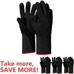 Load image into Gallery viewer, 2 PAIRS Long Sleeve Heat Resistant Gloves Long Oven Gloves Heat Resistant With Fingers Oven Mitts Kitchen Pot Holders Cotton Gloves Kitchen Gloves Double Oven Mitt Set Oven Gloves With Fingers
