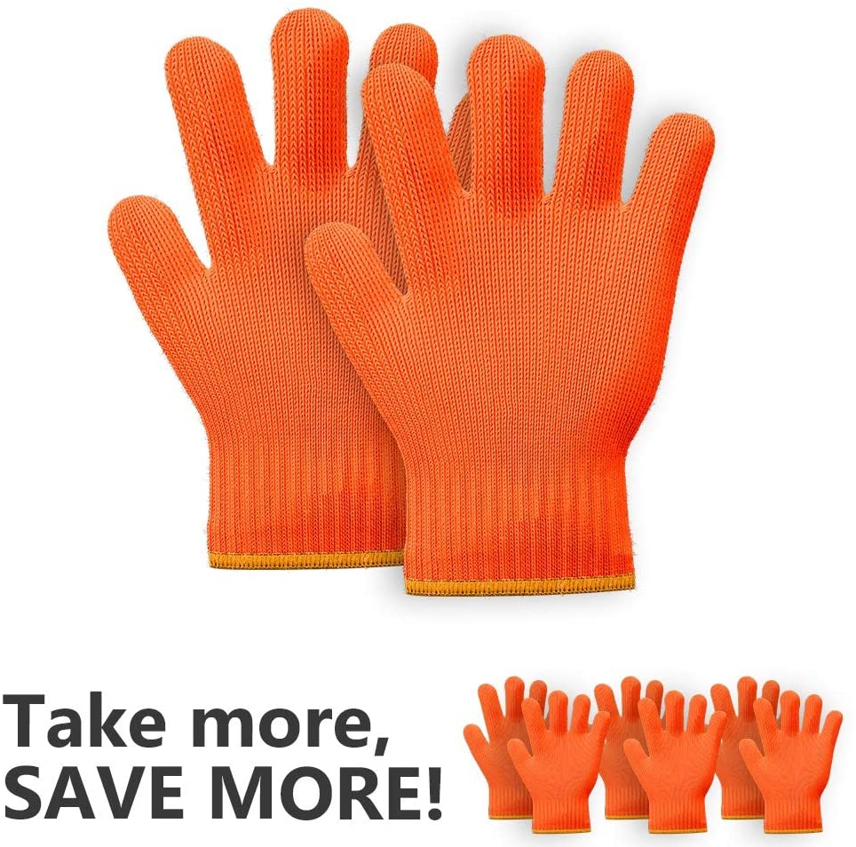 2 PAIRS Orange Heat Resistant Gloves Oven Gloves Heat Resistant With Fingers Oven Mitts Kitchen Pot Holders Cotton Gloves Kitchen Gloves Double Oven Mitt Set (Orange, 4 pcs)