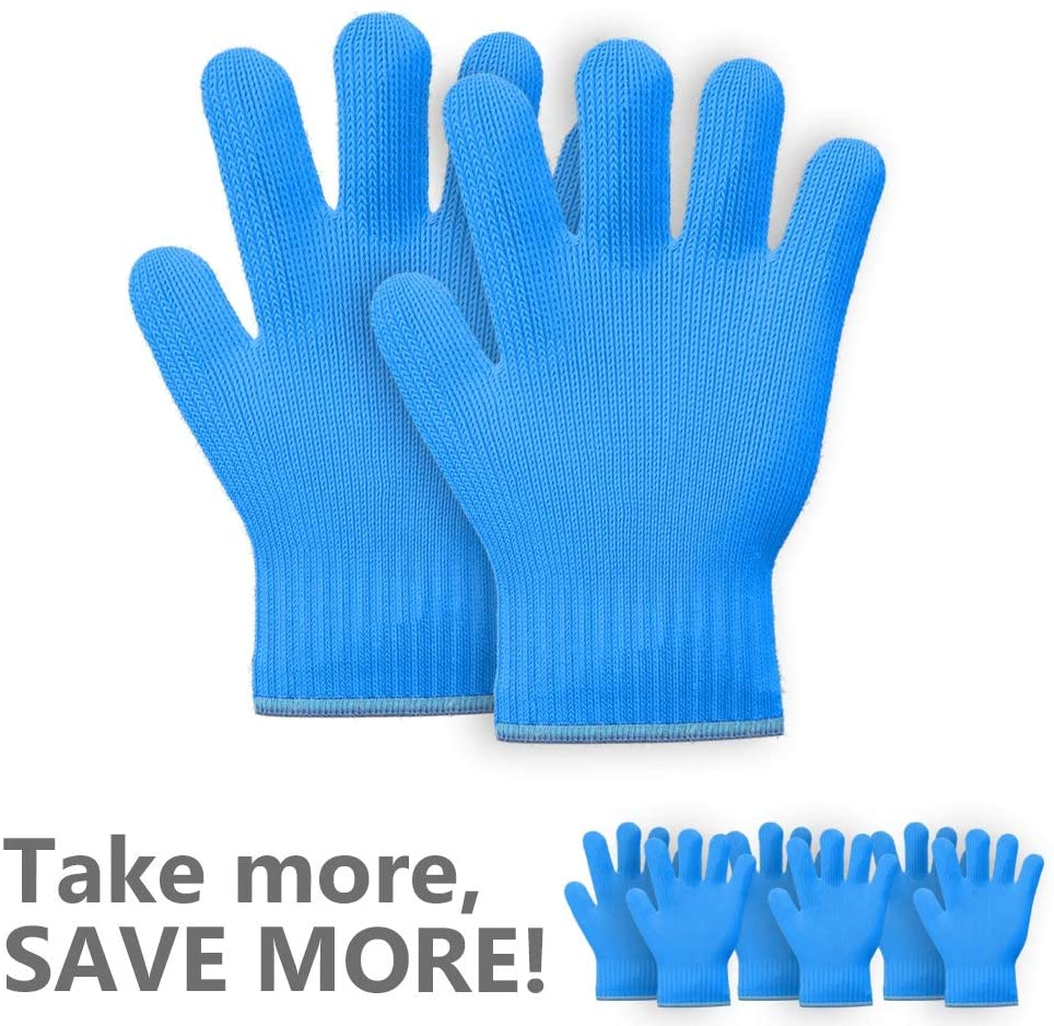 2 Pairs Blue Heat Resistant Gloves Blue Oven Gloves Heat Resistant With Fingers Oven Mitts Kitchen Pot Holders Cotton Gloves Kitchen Gloves Double Oven Mitt Set Oven Gloves With Fingers (Blue, 4 pcs)