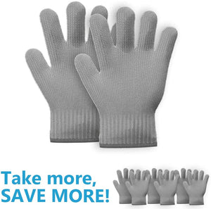 1 Pair Grey Heat Resistant Gloves Oven Gloves Heat Resistant With Fingers Oven Mitts Kitchen Pot Holders Cotton Gloves Kitchen Gloves Double Oven Mitt Set Oven Gloves With Fingers (Grey, 2pcs)