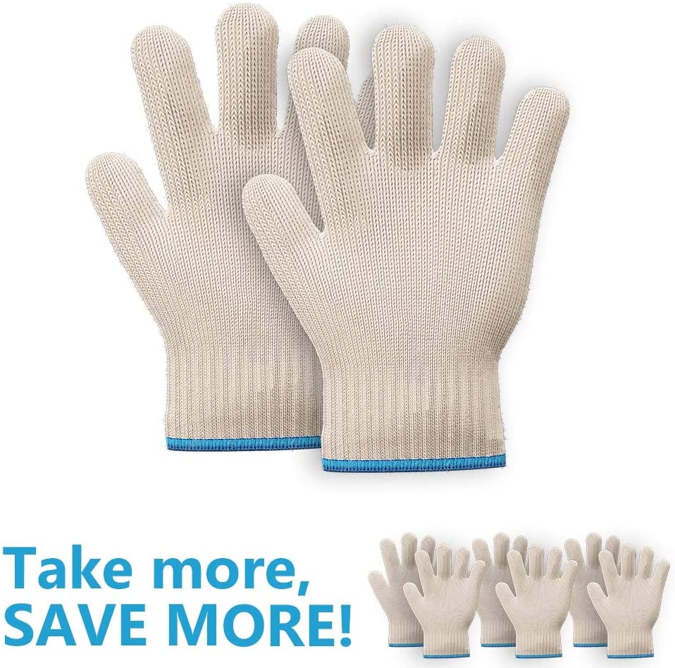 2 Pairs White Long Sleeve Heat Resistant Gloves Oven Gloves Heat Resistant with Fingers Oven Mitts Kitchen Pot Holders Cotton Gloves Kitchen Gloves Double Oven Mitt Set (Long+Standart)