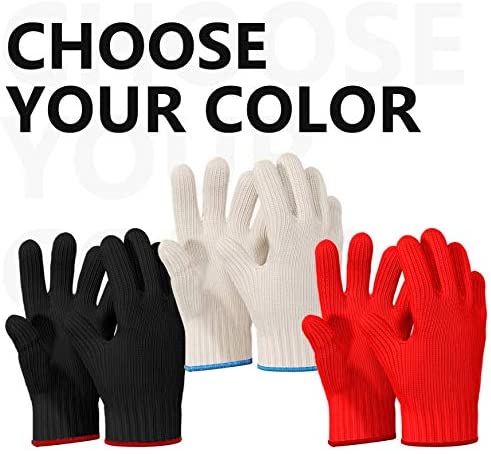 2 Pairs White Long Sleeve Heat Resistant Gloves Oven Gloves Heat Resistant with Fingers Oven Mitts Kitchen Pot Holders Cotton Gloves Kitchen Gloves Double Oven Mitt Set (Long+Standart)