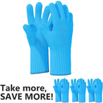 Load image into Gallery viewer, Heat Resistant Oven Gloves with Fingers -1 Pair Long Blue Kitchen Oven Mitt Set - Pot Holders Cotton Gloves - Double Oven Kitchen Gloves
