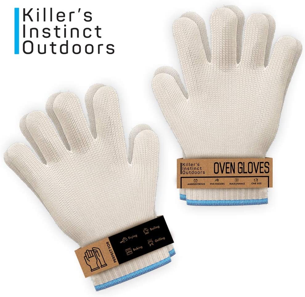 Killer's Instinct Outdoors 1 PAIR Heat Resistant Gloves Oven Gloves Heat  Resistant With Fingers Oven Mitts Kitchen Pot Holders Cotton Gloves Kitchen