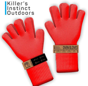 2 Pairs Long Heat Resistant Gloves Oven Gloves Heat Resistant with Fingers Red Oven Mitts Kitchen Pot Holders Cotton Gloves Red Long Kitchen Gloves Double Oven Mitt Set (4 pcs)