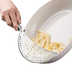 Load image into Gallery viewer, Pan Pot Strainer with Handle Stainless Steel Hand Held Crescent Drainer for Spaghetti Fry Noodles Fruit Vegetable Pasta Strainer Colander Heavy Duty Food Drainers
